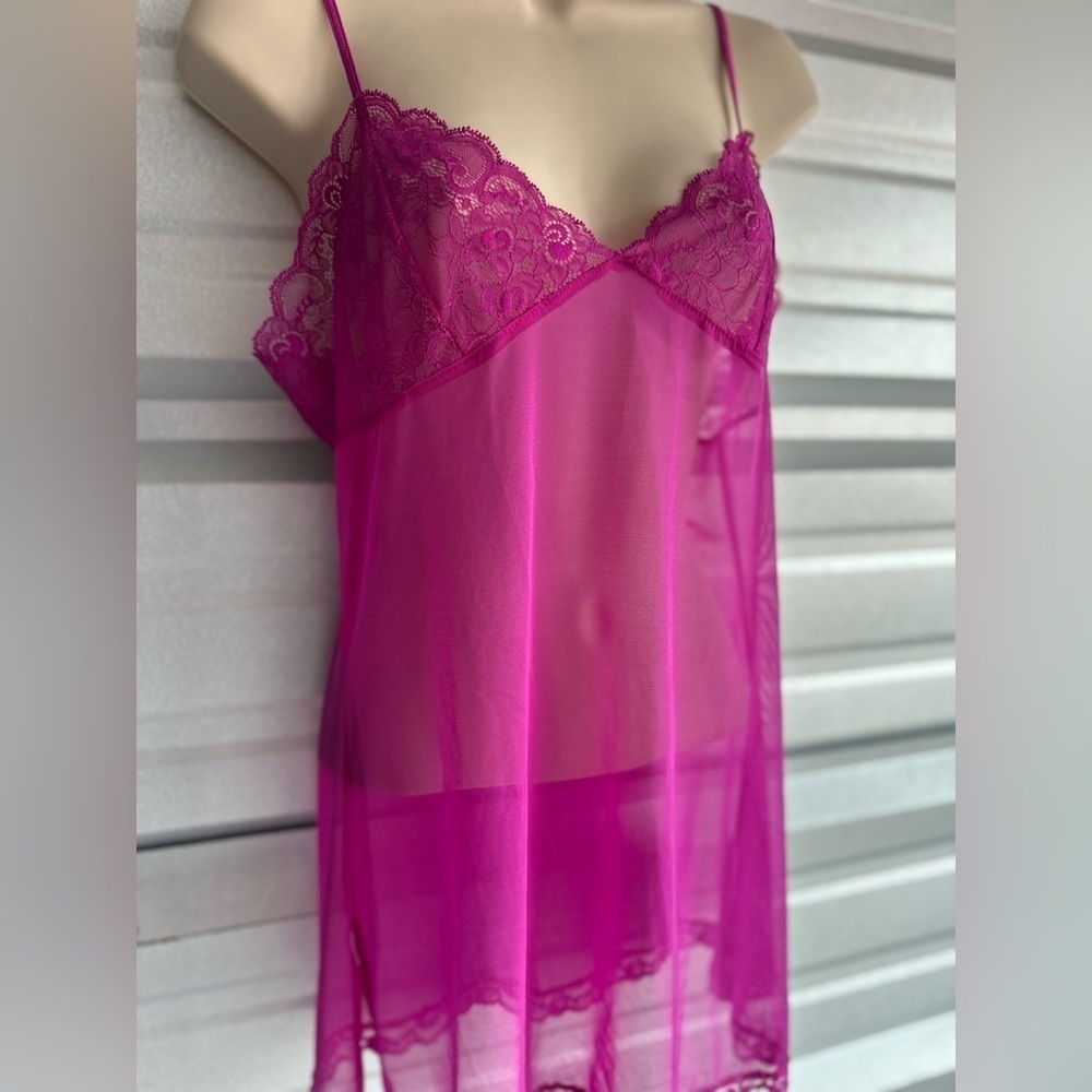 Victoria’s Secret Vintage Lace Pink Floral Lingerie Slip Top Size Medium - Picture 5 of 10